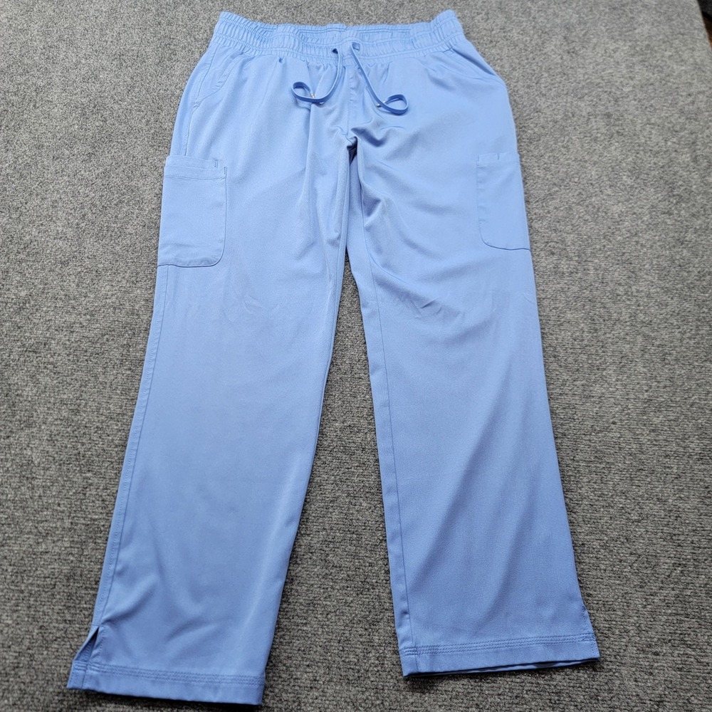 Beyond Scrubs Womens Cargo Scrub Pants‎ Blue Elastic Drawstring Size L 6500SB_R